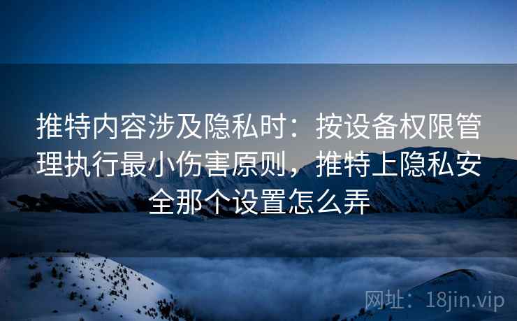 推特内容涉及隐私时：按设备权限管理执行最小伤害原则，推特上隐私安全那个设置怎么弄