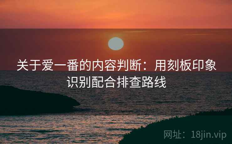 关于爱一番的内容判断：用刻板印象识别配合排查路线